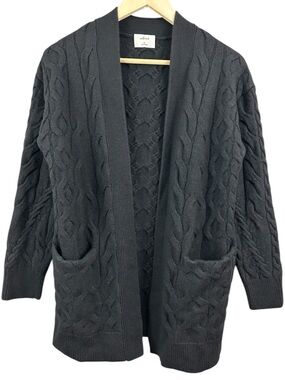 Wilfred Merino Wool Black Cable Knit Open Cardigan Sweater Size XS